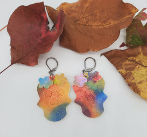 Tye-dye Sugar Skull Earrings no.1