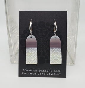 Mosaic Long Arch Earrings in Eggplant/Blanco