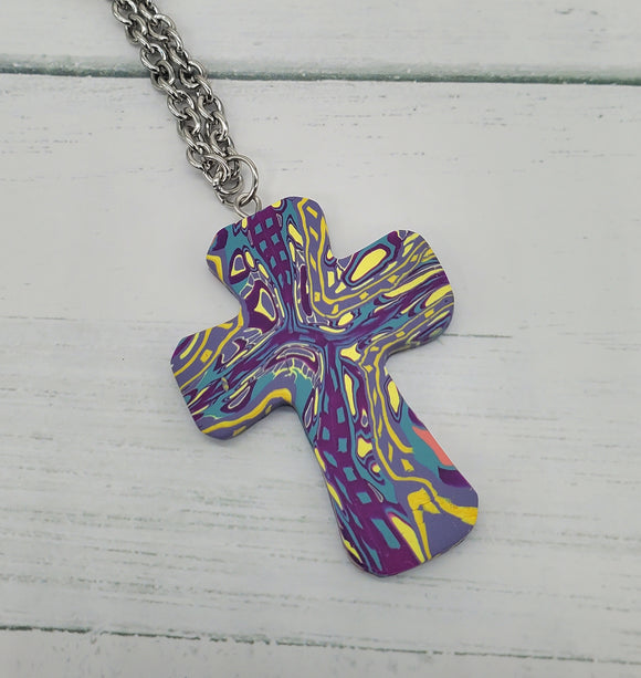 Lavender in Motion Cane Cross Necklace