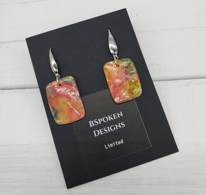 Watercolor Organic Rectangular Earrings